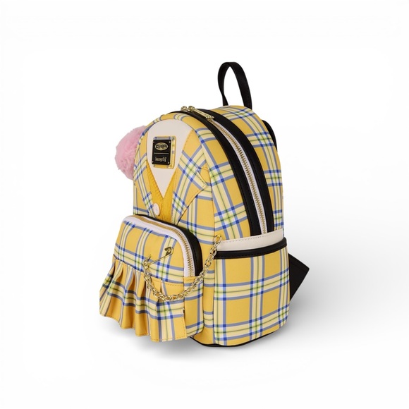 Loungefly Yellow Plaid Backpack with Pink Charm - Picture 2 of 7